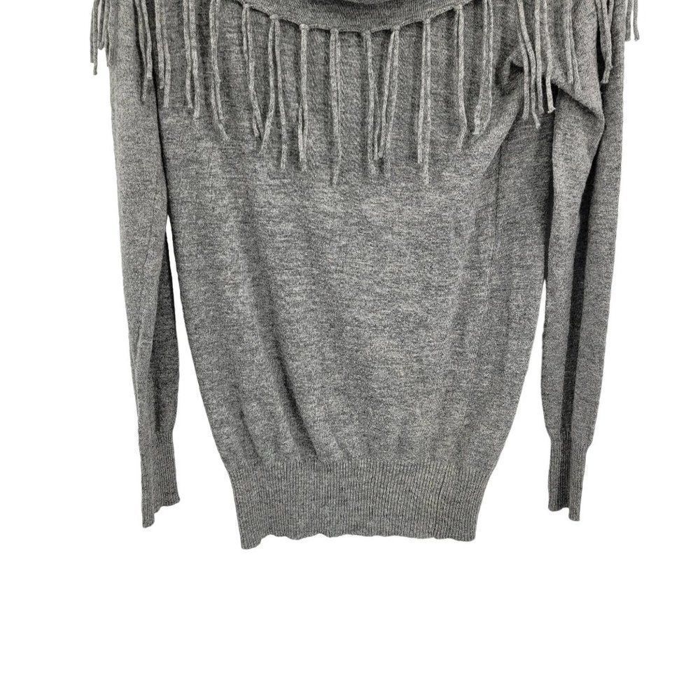 I Jeans by Buffalo Sweater Boho Western Fringe Cowl Neck Angora Blend‎ Gray L - Picture 7 of 13